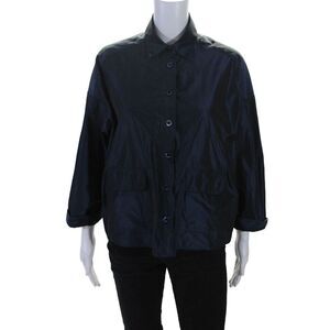 Robert Friedman Womens Button Front 3/4 Sleeve Collared Shirt Blue Size Small